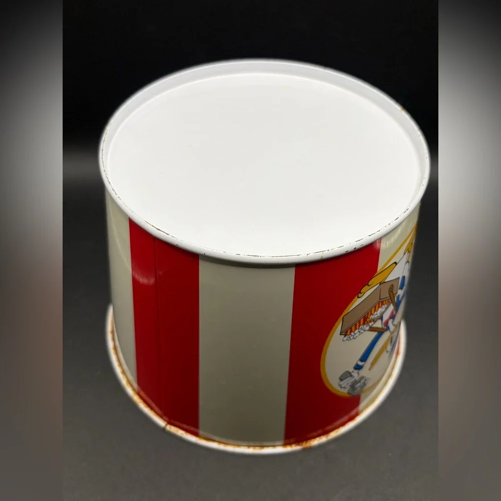 Vintage Disney Donald Duck Striped Metal Popcorn Bucket, Disney Collectibles